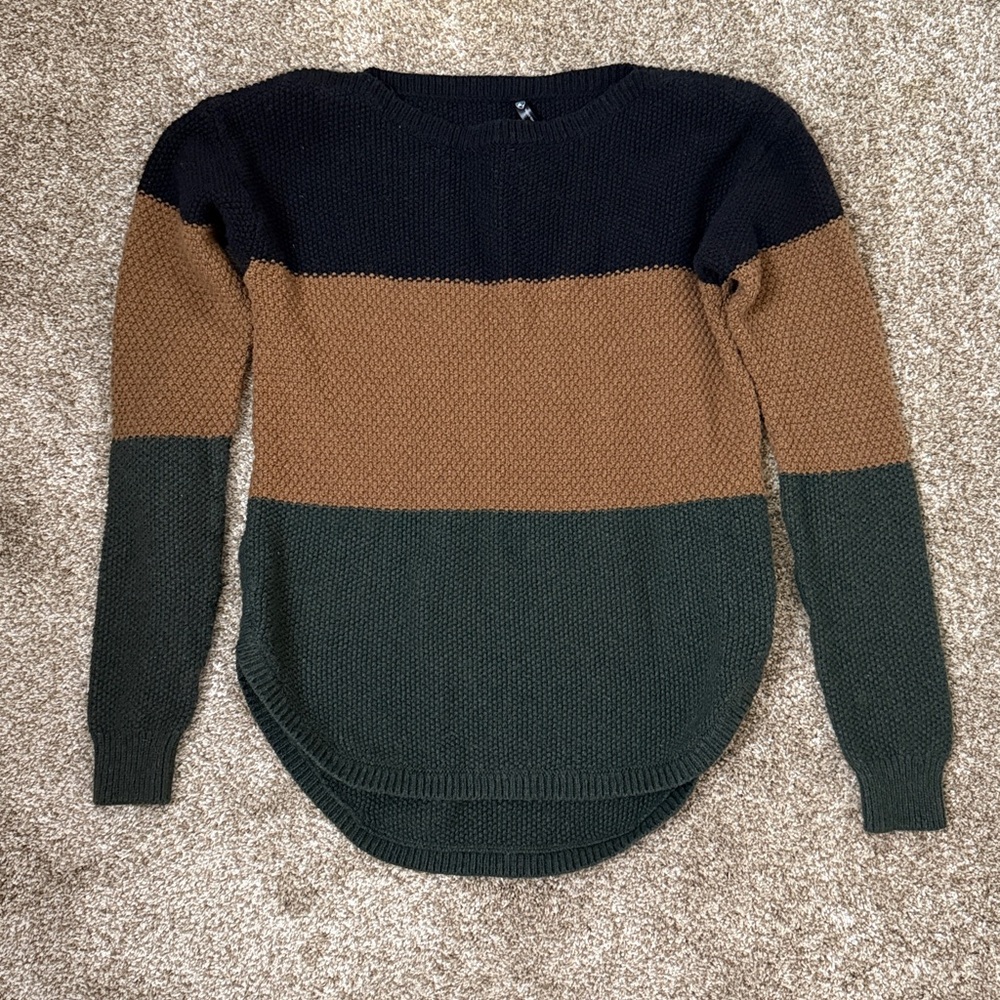 Kuhl Colorblock Sweater in Navy, Brown, and Green